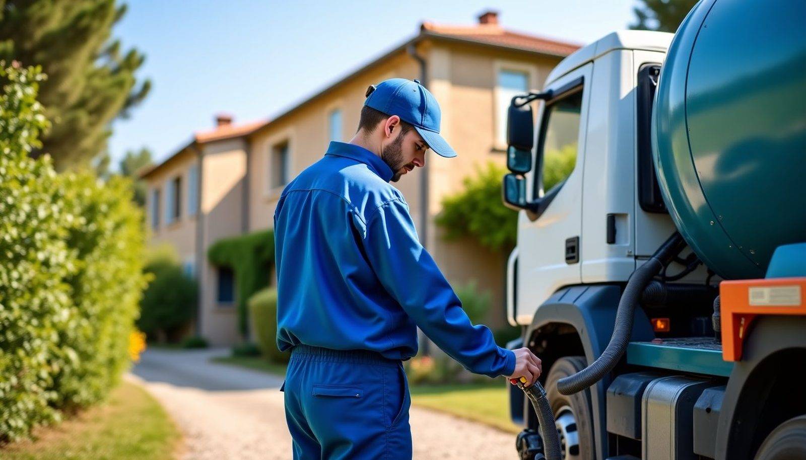 Entretien d’une fosse septique dans le secteur de Carpentras, Vaucluse.
